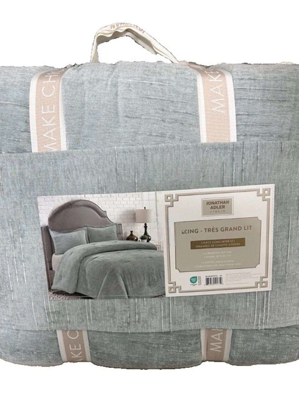John Adler Green King 3 Piece Comforter Set 104”x90”